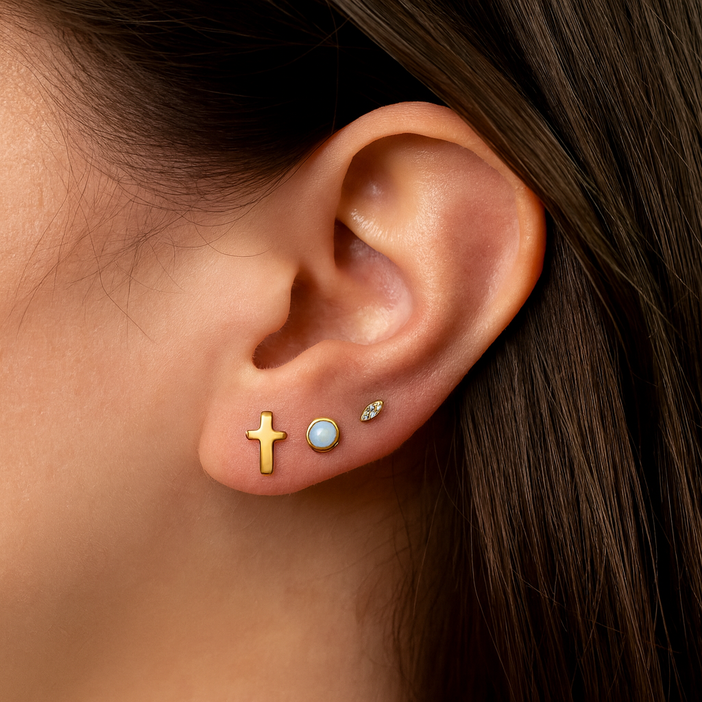 Cross Flat Back Earrings