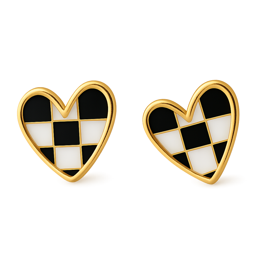 Checkered Heart Flat Back