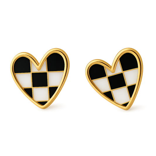 Checkered Heart Flat Back
