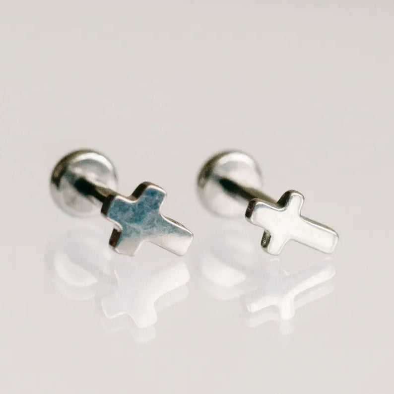 Cross Flat Back Earrings