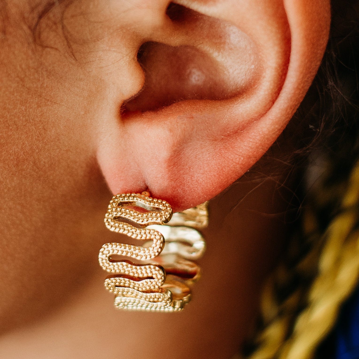 Golden Road Zigzag Hoops