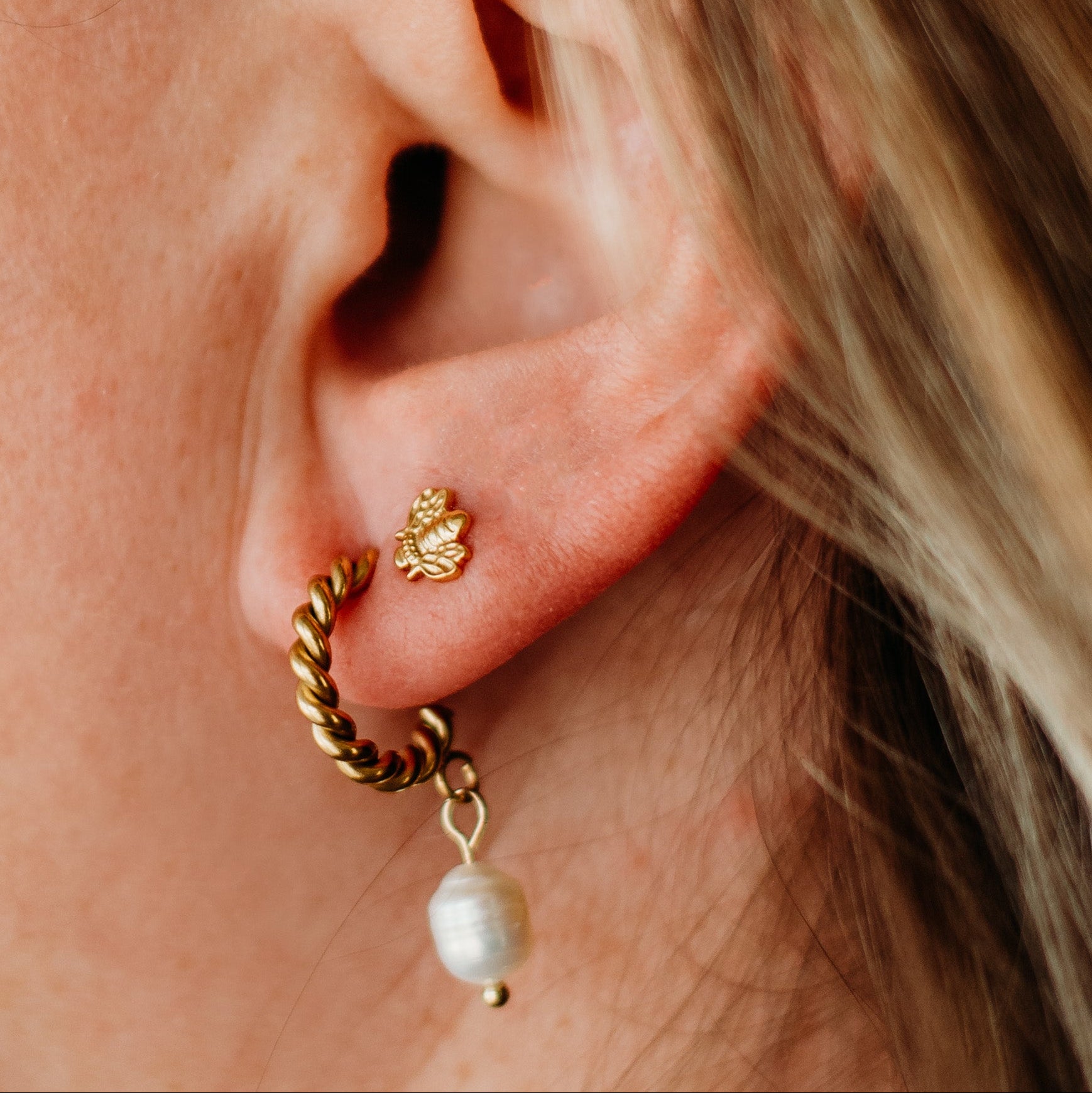 Celeste Pearl Twist Hoops