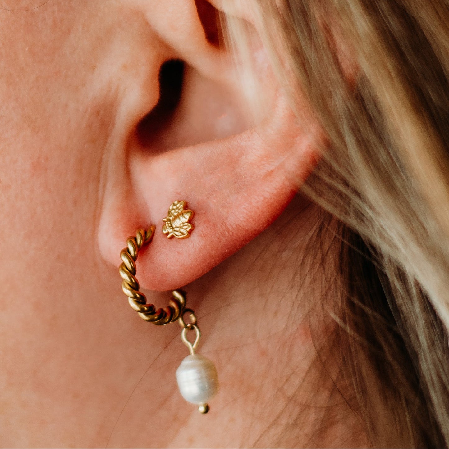 Celeste Pearl Twist Hoops