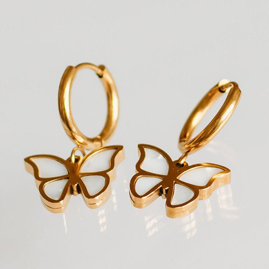 Pearled Butterfly Hoops