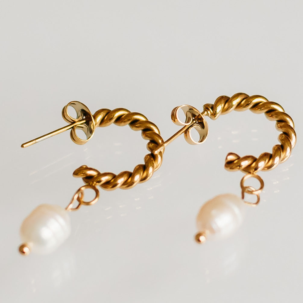 Celeste Pearl Twist Hoops
