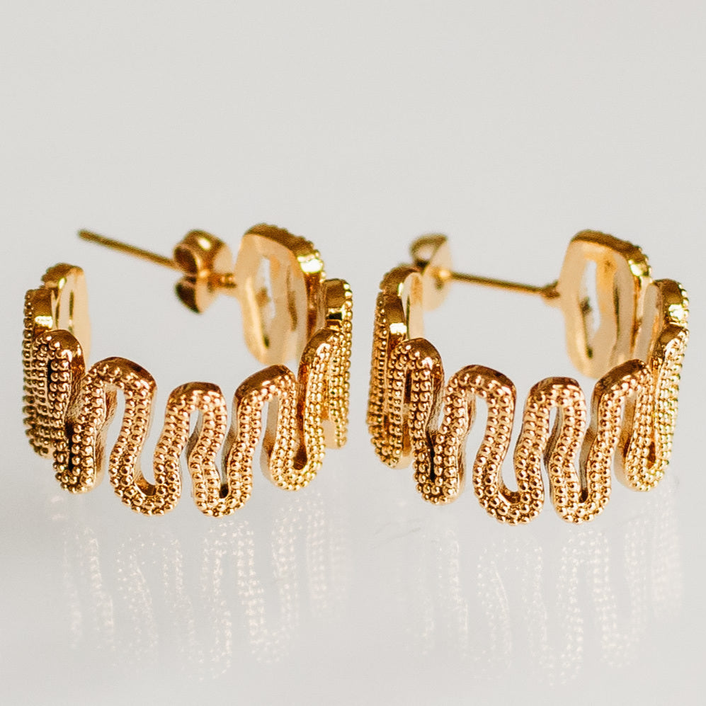 Golden Road Zigzag Hoops