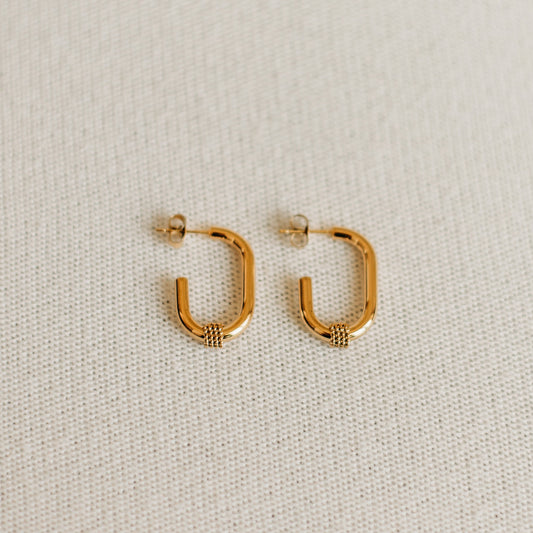 Golden Weave Oval Hoop