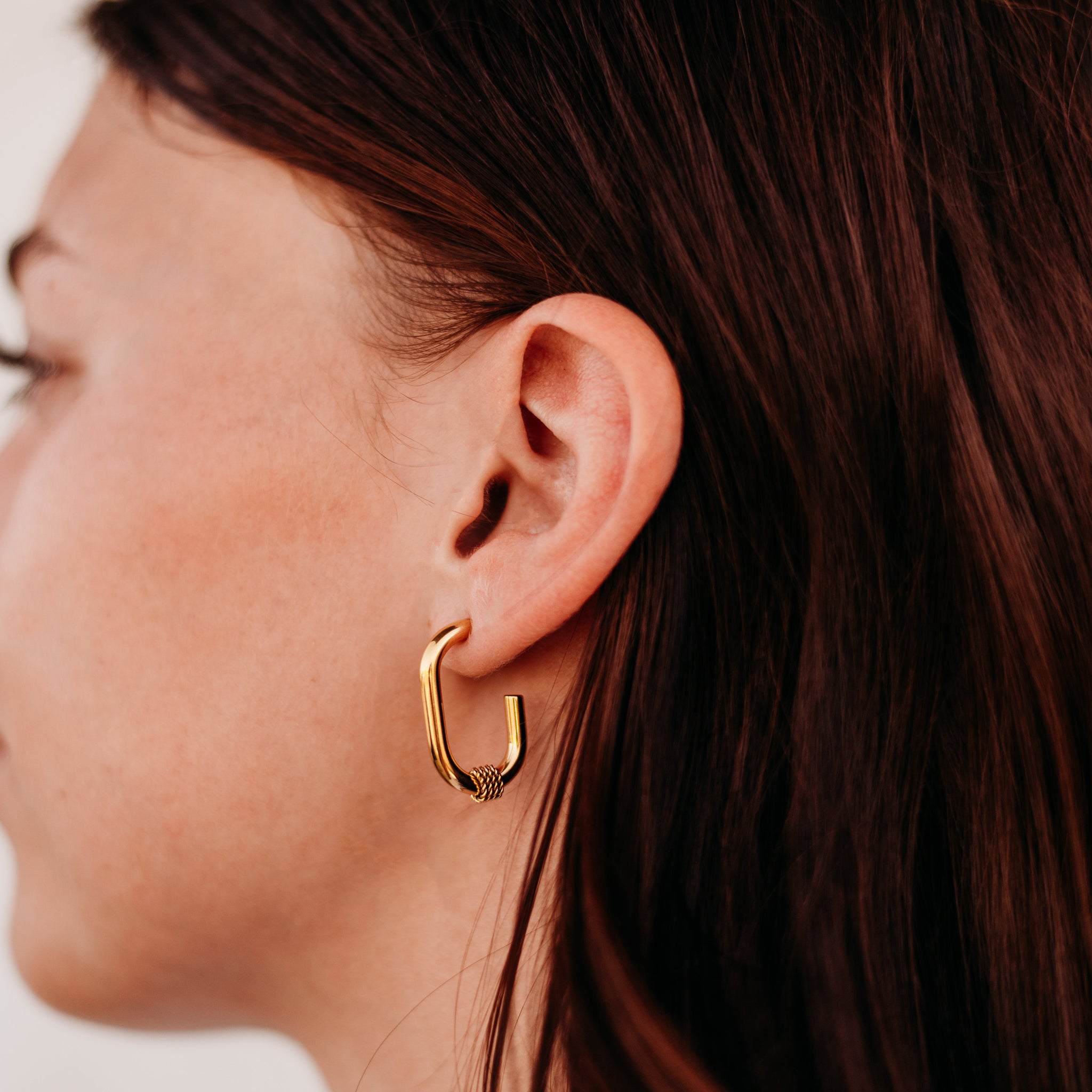 Golden Weave Oval Hoop